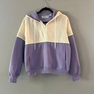 Vintage Goolagong Colorblock Hoodie Pullover L Purple Cream 80s Y2K Taiwan Retro